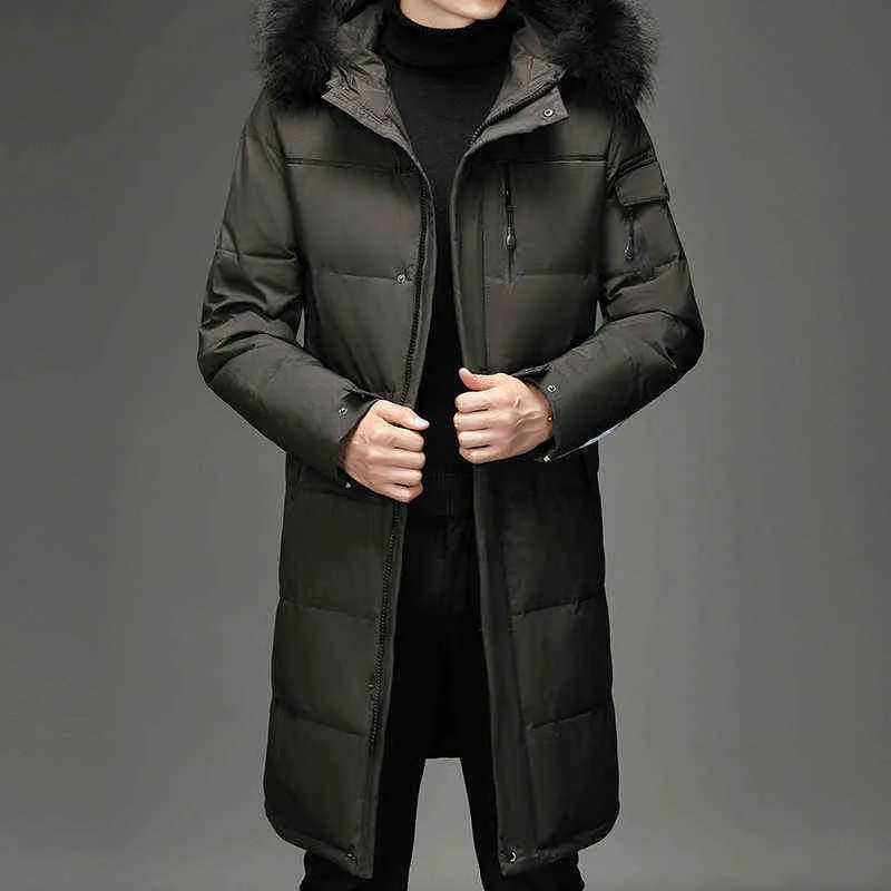 Veste épaissie pour hommes -30 hiver chaud vers le bas manteau hommes mode long canard blanc à capuche vers le bas Parkas plus taille 5XL 211129