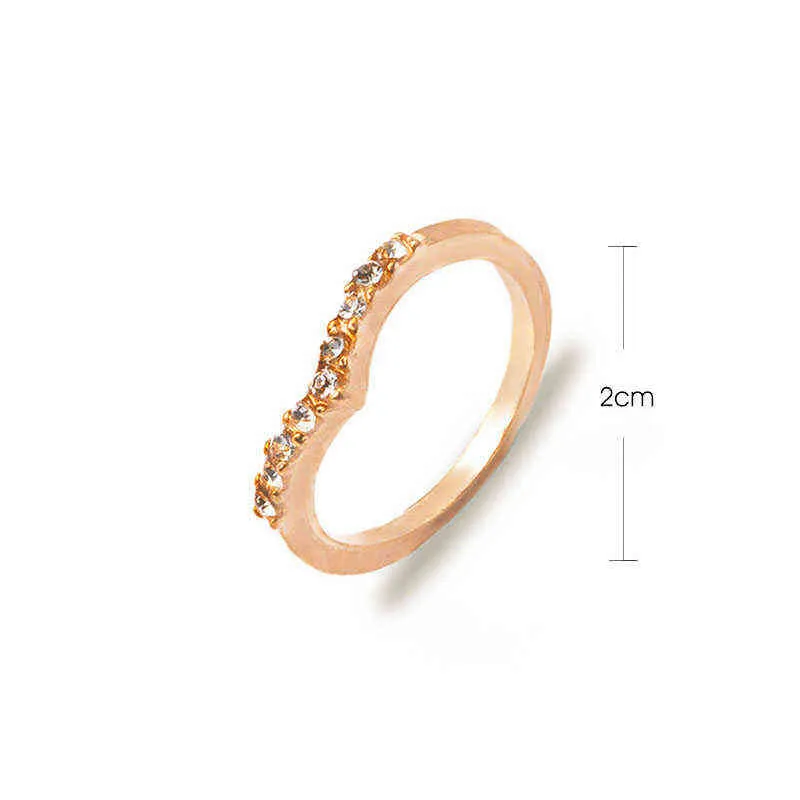New Elegant Geometric V Shape Women's Rings Adjustable Finger Ring Jewelry Friends Gift Party 2021 Trend Accessories G1125