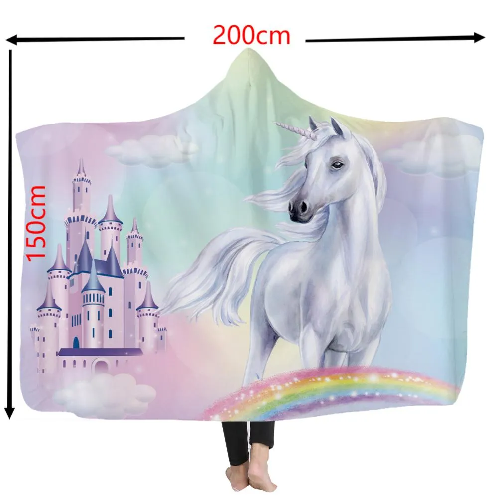 Customized 3D printed hooded blanket can be worn on flannel lamb cashmere cloak Viking totem theme Custom DIY Thin Quilt Sofa blan2631