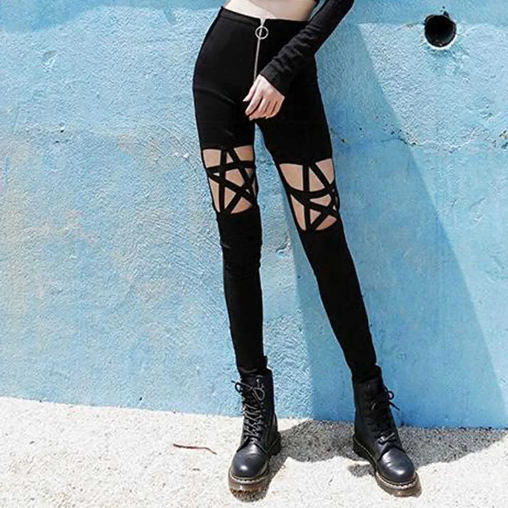 Розтические грузовые брюки женские панк рок из искусственной кожи пятно черный уличная одежда KPOP Joggers девушка готическая весенние повседневные тощие брюки Q0801