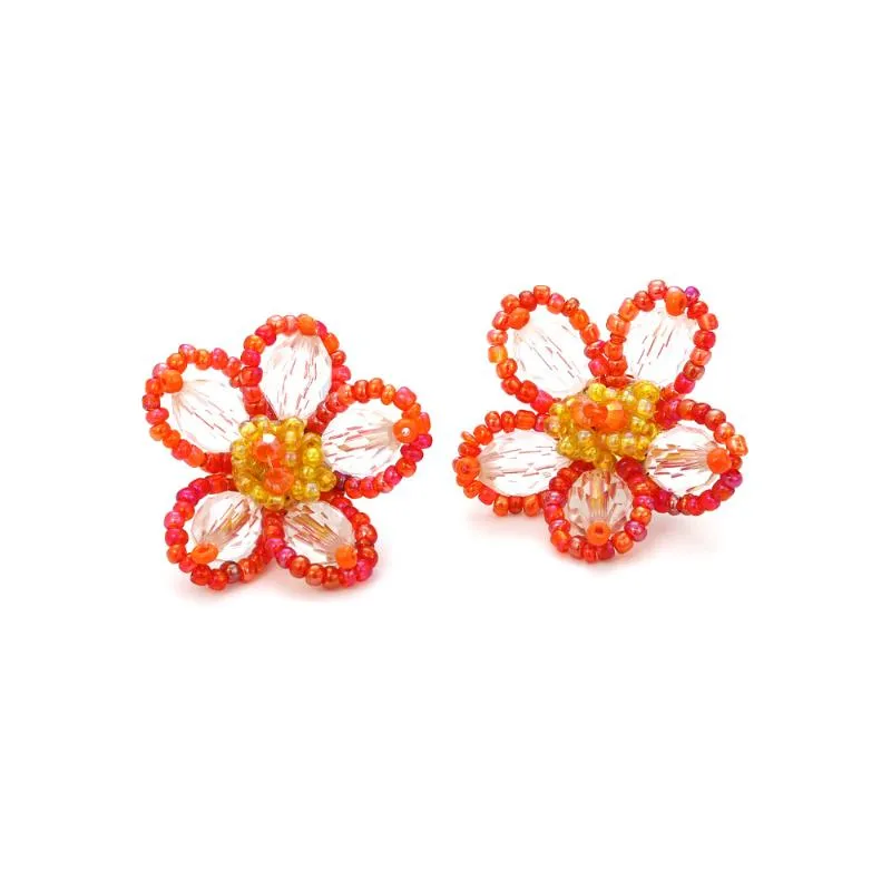 Stud Venda DIY Tecido Arroz Bead Flor Brincos Europeu e Americano Retro Estilo Bonito Moda Jóias Gift2480