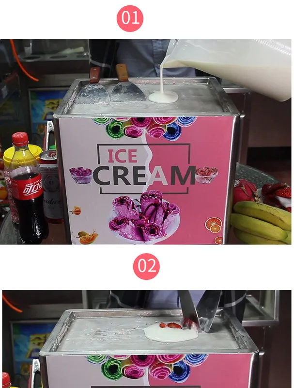 Home Thai Thai Fry Ice Cream Tools Mini Roll Machine Electric Small Desktop Fried Yogurt لـ 289W