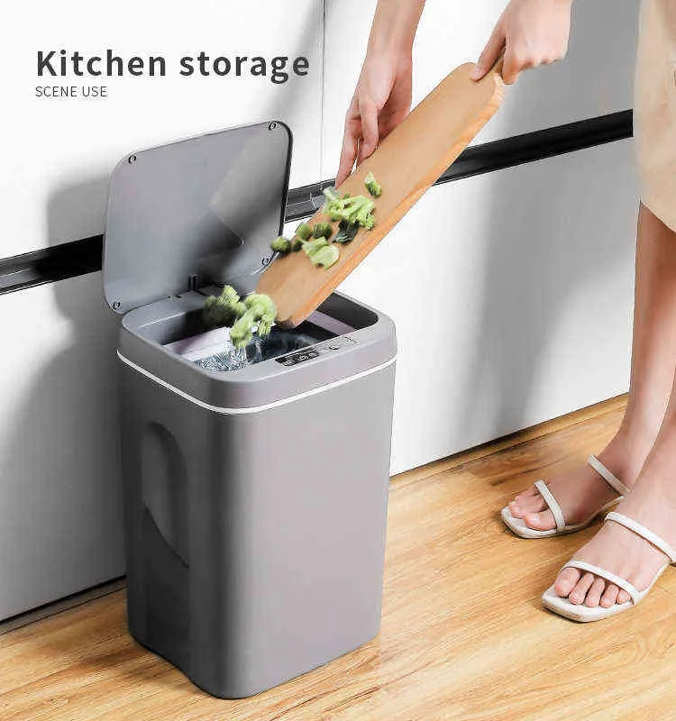 16L Akıllı Çöp Kutusu Otomatik Sensör Çöp Kutusu Mutfak Banyo Çöp Kovası Akıllı Elektrikli Akıllı Kuzmalar 2112152838