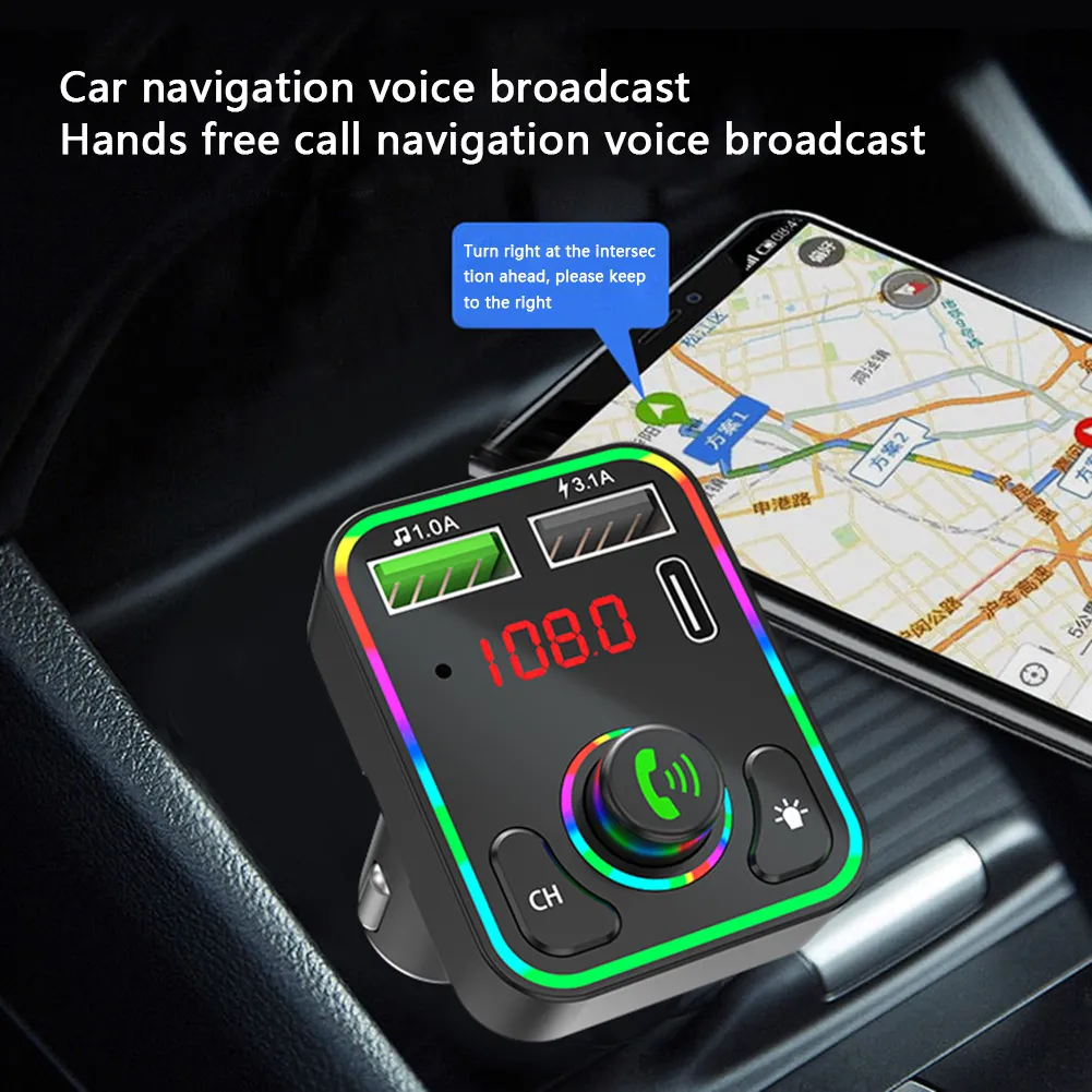 Bluetooth FM nadajnik bezprzewodowy adapter radiowy Zestaw samochodowy 31A USB PD Port Typ C Szybkie ładowarki3199227
