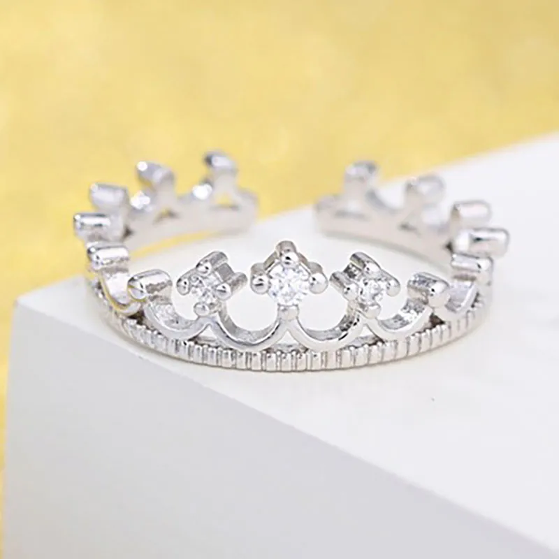 Anelli di cristallo corona Anelli di fidanzamento regolabili con diamanti aperti Fedi di fidanzamento le donne Gioielli di moda volontà e sabbia
