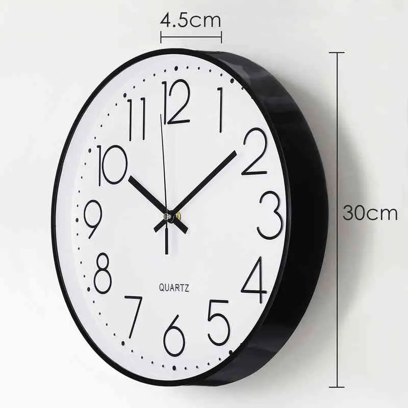 12 Inches Minimalist Small Wall Clocks Round Silent Non Ticking Quartz Wall Clock 30CM Watch Clock Living Room Home Decor H1230