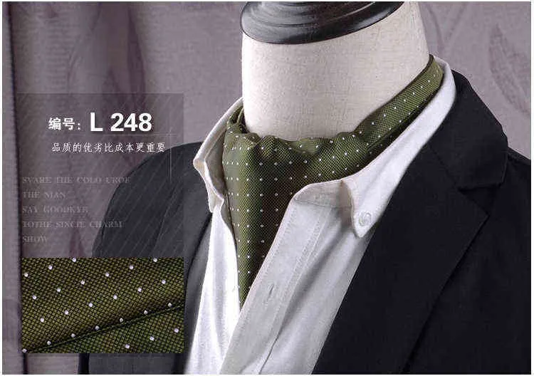 Men's Vintage Paisley Wedding Formal Cravat Ascot Scrunch Self British style Gentleman Polyester Silk Casual Dot Plaid Scarf Tie Y1229