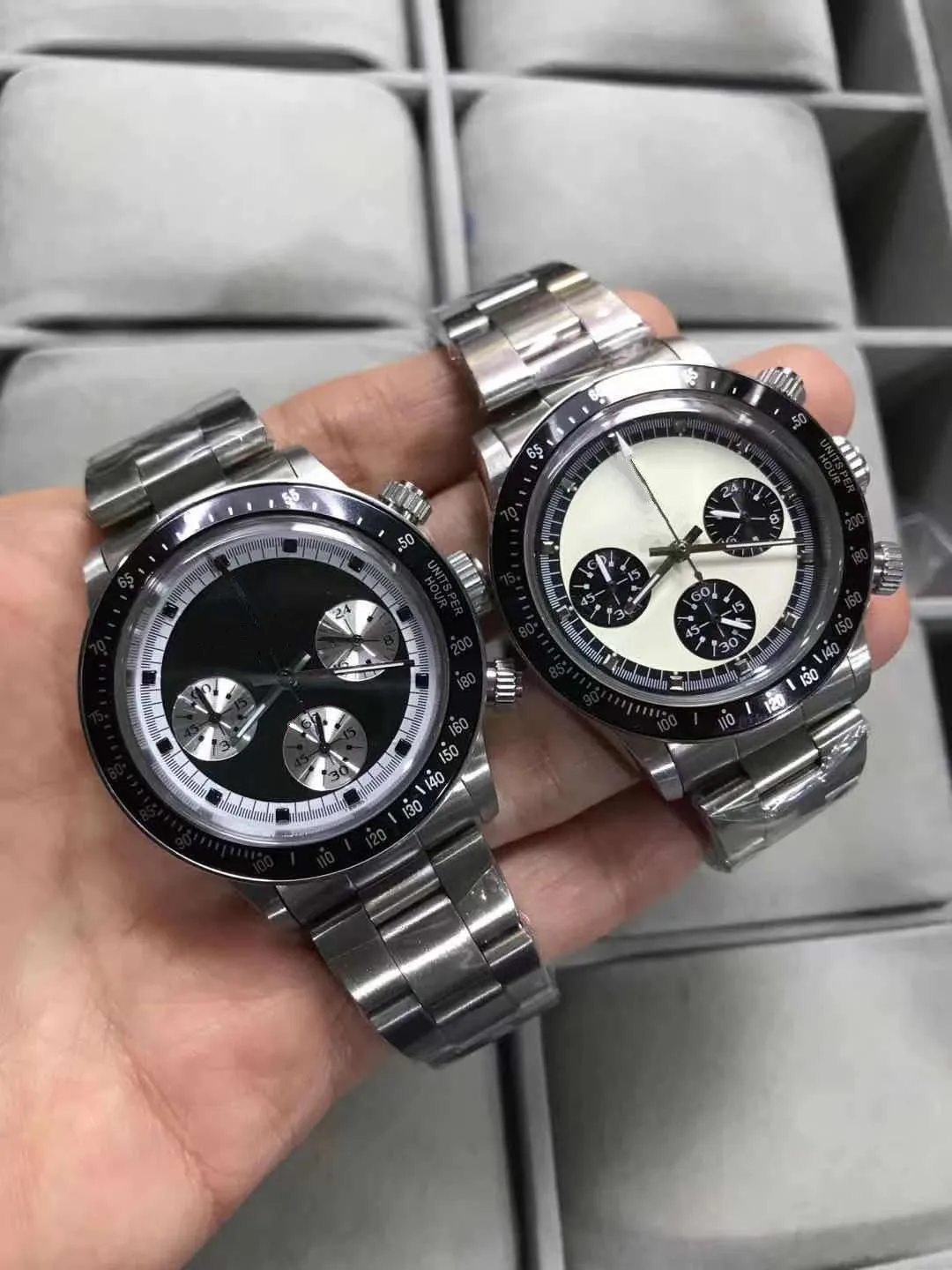Vintage D Watch Perpetual Paul Newman VK63 Beweging Quartz Stopwatch Mannelijke Klok Roestvrij Stalen Heren Horloges 37mm Horloges 181251S
