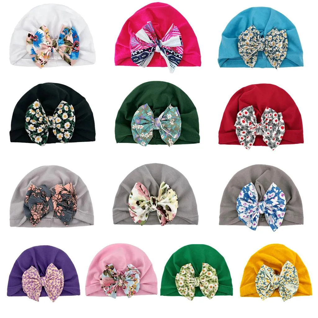 Wiosna Europa Niemowlę Dziewczynek Kapelusz Florals Bowknot Headwear Dziecko Maluch Dzieci Czapki Turbanu Kapelusze Dzieci Akcesoria