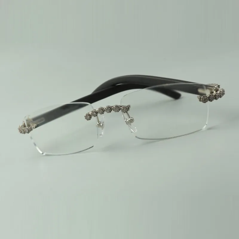 Designer Bouquet Diamond Glasses Frames 3524012 med svarta trätemplar och 56 mm -objektiv för unisex172L