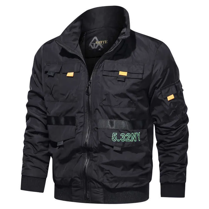 Män Jackor Zipper Bomber Green Coat Male Windbreaker Utomhus Militär Mode Kläder Höst Toppar 210811