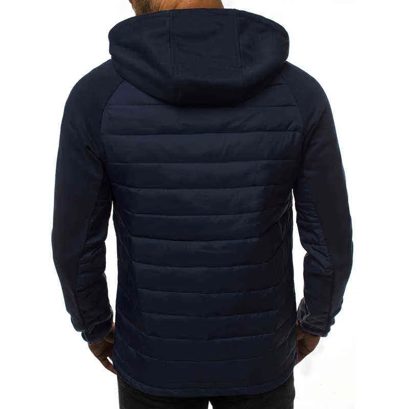 Herfst Winter Hooded Jacket Mannen Casual Slanke Patchwork Rits Jas Plus Size 3XL lange mouw S Jassen Oversized 211217