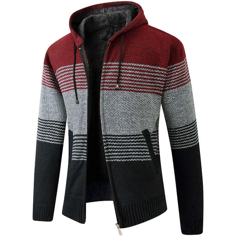 Herrtröjor Autumn Winter Warm Cashmere Wool Zipper Cardigan Sweaters Man Casual Knitwear Sweatercoat Man Clothe 210909