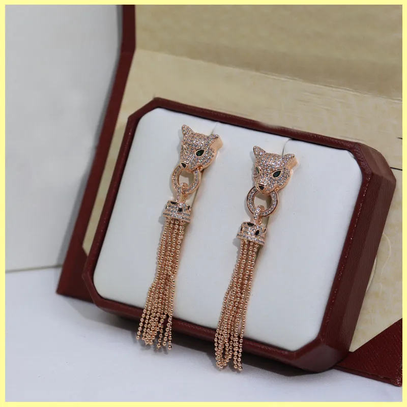 Kvinnor Fashion Earring Studs Ladies Mens Luxury Designer Earrings Tassels Leopard Head Earring smycken Crystal Ornaments with Box 25513241