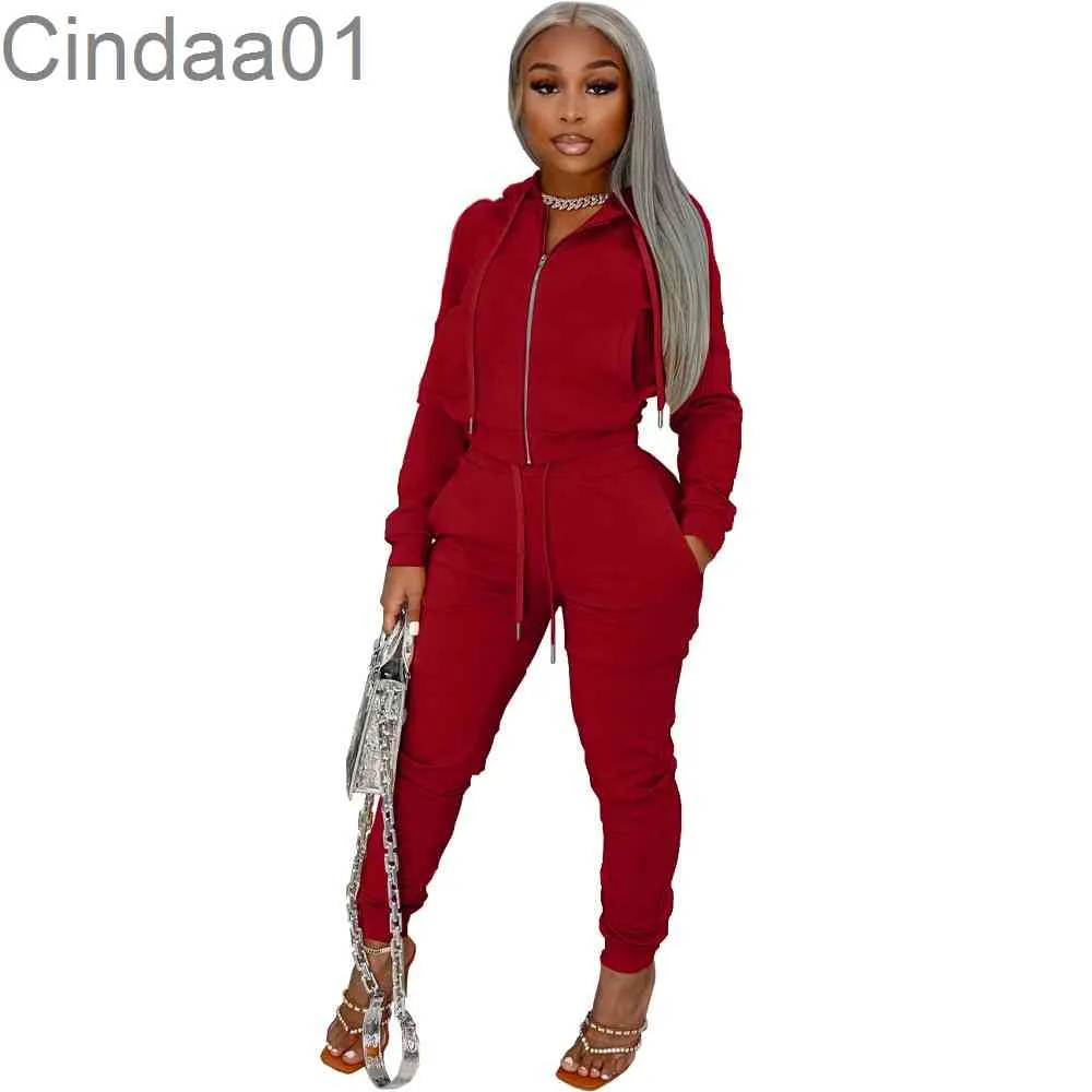 Femmes Tacksuits Deux Pièces Ensemble Designer Velours Tissu À Capuche Zipper Veste Pantalon Sweat Leggings Solide Couleur Loisirs Costume 8 Couleurs