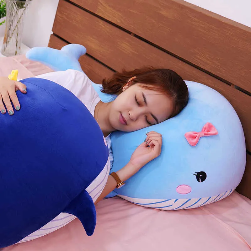 65cm-120cmスタイルのおもちゃ非常に柔らかいクジラのぬいぐるみおもちゃの高品質の魚の枕クッション子供のための子供のための誕生日プレゼント210728