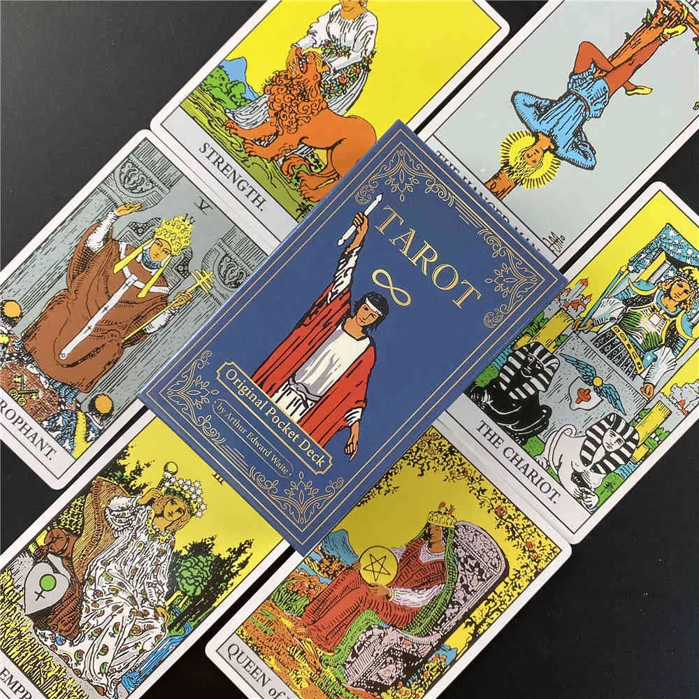 Nouvel emballage bleu classique Original poche Tarot sorcellerie fournitures Oracle cartes Deck avec livre amour AMU3