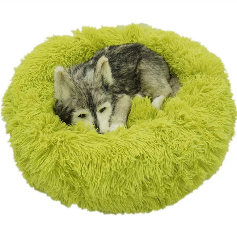 VIP Link Round Plush Cat Bed för s House Pet för korg Djur Produkter Sofa Lång hund Kudde Mat Husdjur 210722