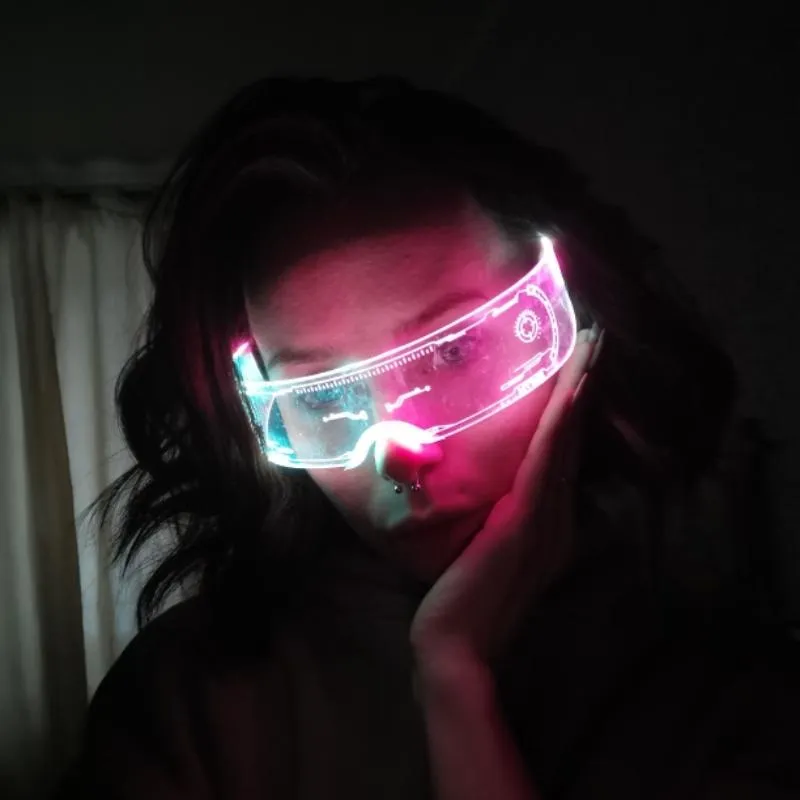 Brille El Wire Neon Party Luminöses LED Leuchte Rave Kostümdekor DJ Halloween Dekoration Sonnenbrille 203m