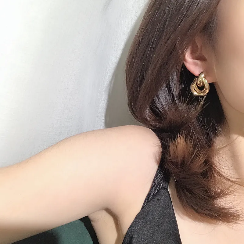 Flashbuy Gold Farbe Twist Legierung Tropfen Ohrringe Für Frauen Einfache Geometrische Ohrring Hochzeit Mode Schmuck Trendy Zubehör