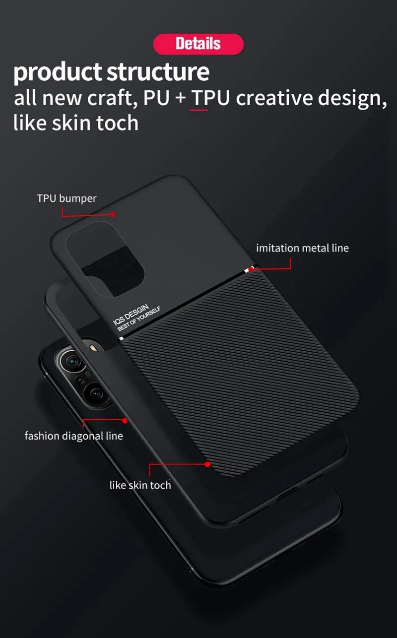 Custodie in pelle classiche Xiaomi Redmi K40 Gaming /Xiomi Redmi K40 Pro Plus Poco F3 Cover posteriore rigida PC con metallo magnetico auto