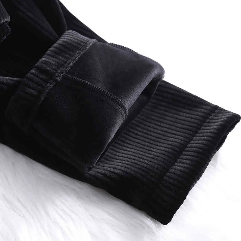calça de harém de veludo de cintura alta para mulheres lã de lã de inverno espessa calça feminina solta calças fêmeas mais tamanho 5xl 6xl 210412