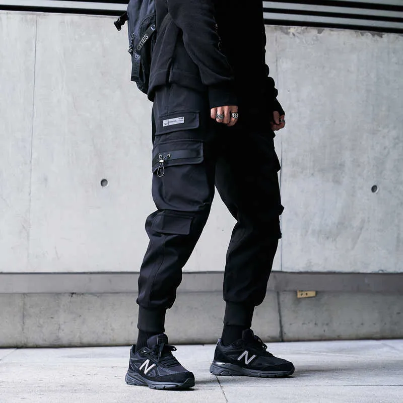 Single Road Mens Cargo Spodnie Mężczyźni Moda Techwear Joggers Mężczyzna Hip Hop Japanese Streetwear Spodnie Jogging Spodnie dla mężczyzn 210714