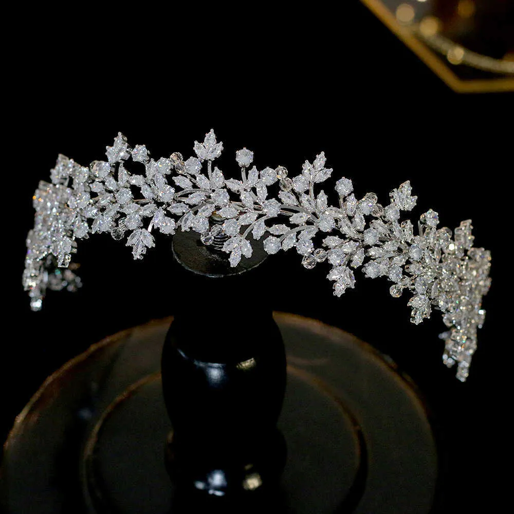 Högkvalitativ kristall brud pannband hårband 100% zirkoniume kvinnliga smycken bröllopstillbehör tiara krona 210707254o