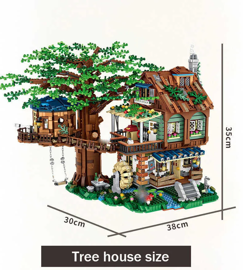 LOZ 1033 Nuevo producto Casa del árbol Mini bloque de construcción Escena Modelo Juguetes para niños Regalo de cumpleaños Q0624