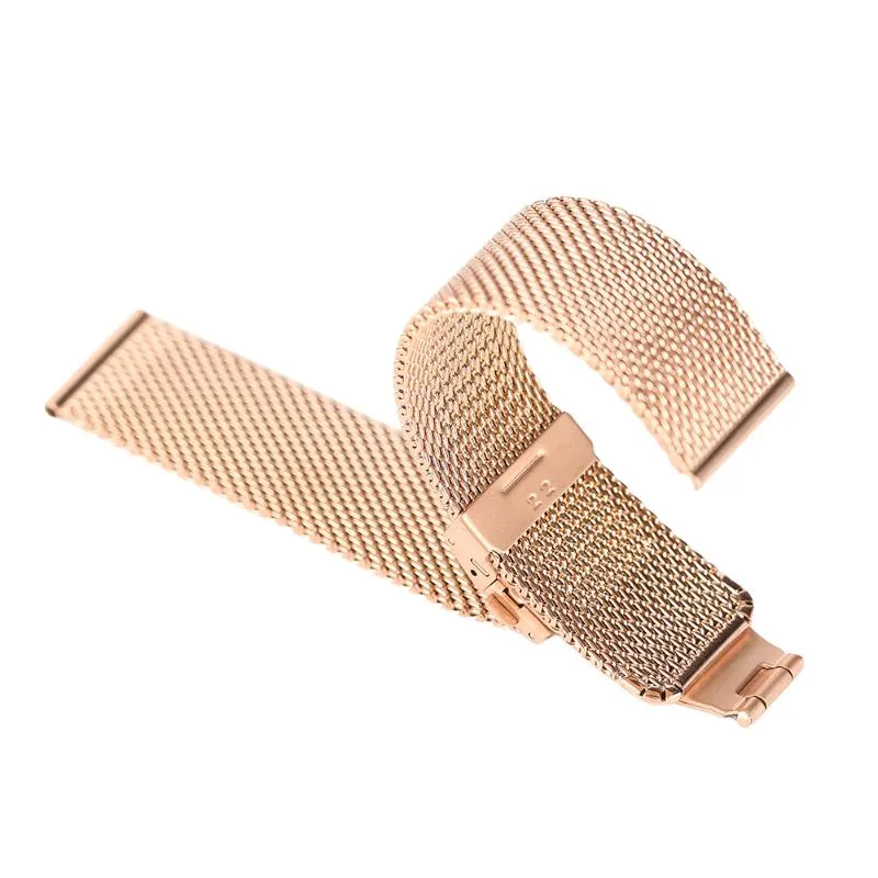 Titta på Bands Rose Gold 18 20 22mm Band Mesh Rostfritt stål Rem Fold Over Clasp Wristwatches Ersättningsarmband Cinturino Orolo2869