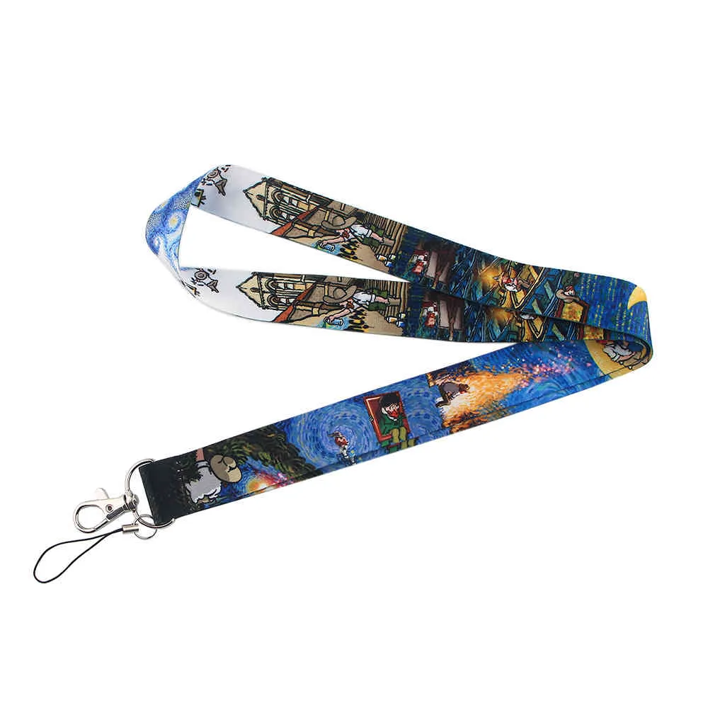 10 piècesJ2191 Vangogh Art porte-clés Badge ID s téléphone portable corde clé lanière cou sangles accessoires