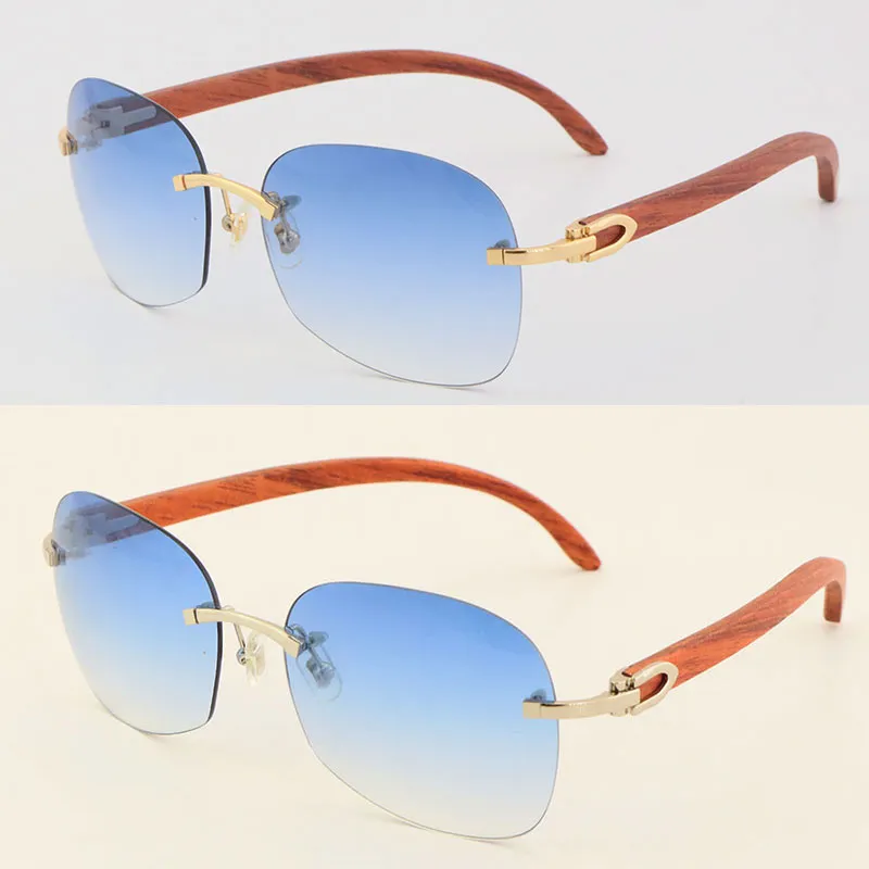 Vente de lunettes de soleil en bois sans monture 8100908 Cadre en métal Designer de haute qualité Homme et Femme 18K Gold305A