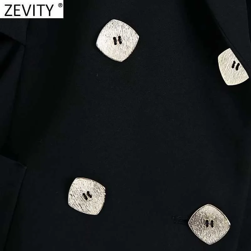 Zevity Frauen Vintage Zweireiher Anzüge Stil Chic Playsuits Büro Dame Business Shorts Siamese Marke Strampler P1011 210603