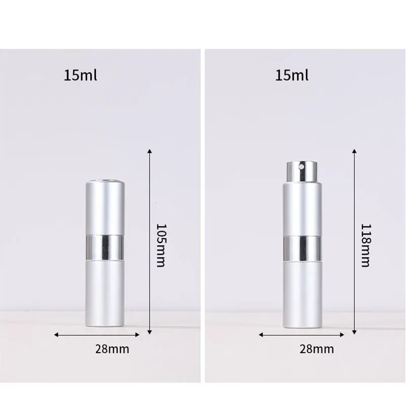 Atomizador do perfume 15ml * mini frascos do perfume dos perfumáveis ​​frascos de alumínio vazio Recipiente líquido do purificador de ar líquido