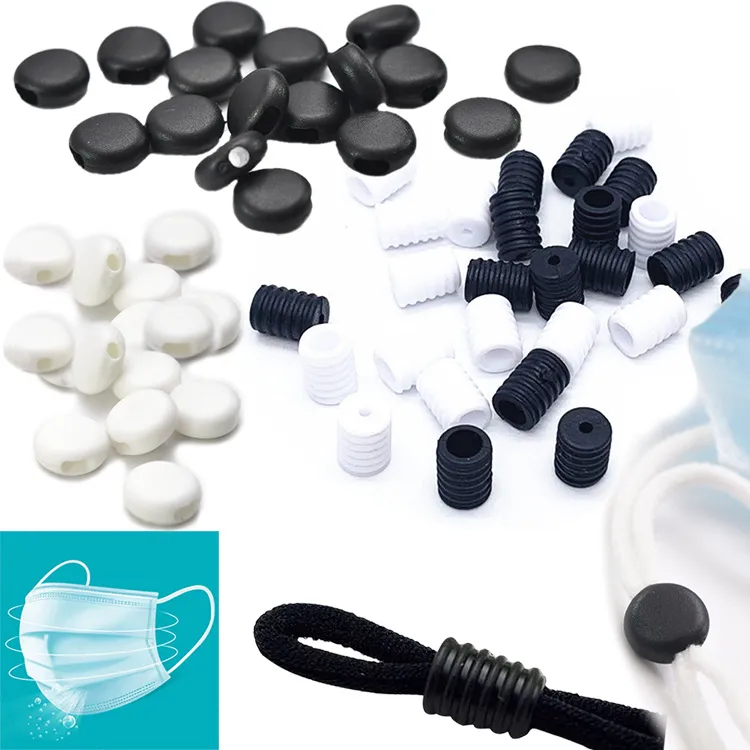 100 stks rubberen gesp sluiting voor verstelbare masker touw accessoire zwart wit cilindergereedschap