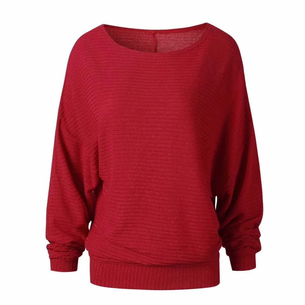 Kvinnor Höst Vinter Fashion Sweaters Solid Långärmad Stickade Pullovers Batwing Sleeve Casual Cloth 210607