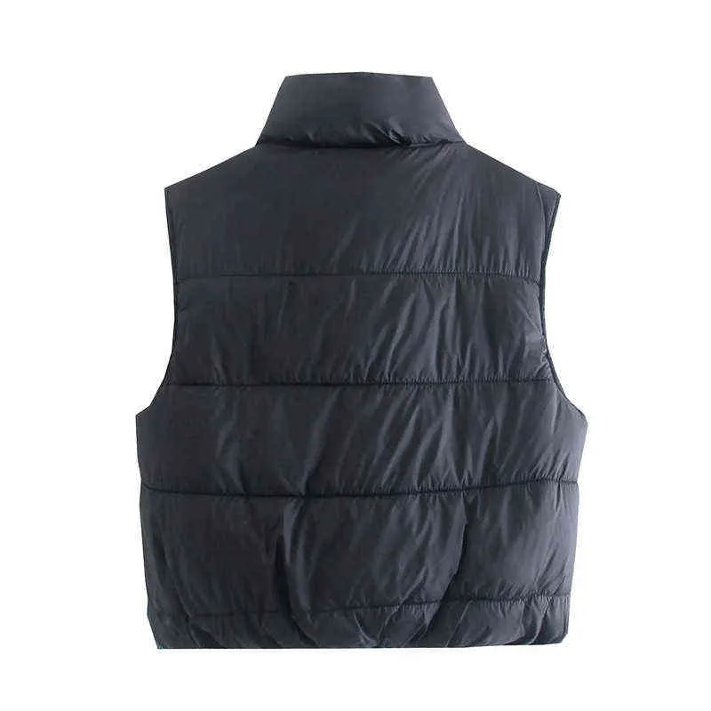 TRAF Za Gilet nero Piumino senza maniche moda donna Piumino verde femminile Zip caldo Autum Gilet reversibile Donna 211120