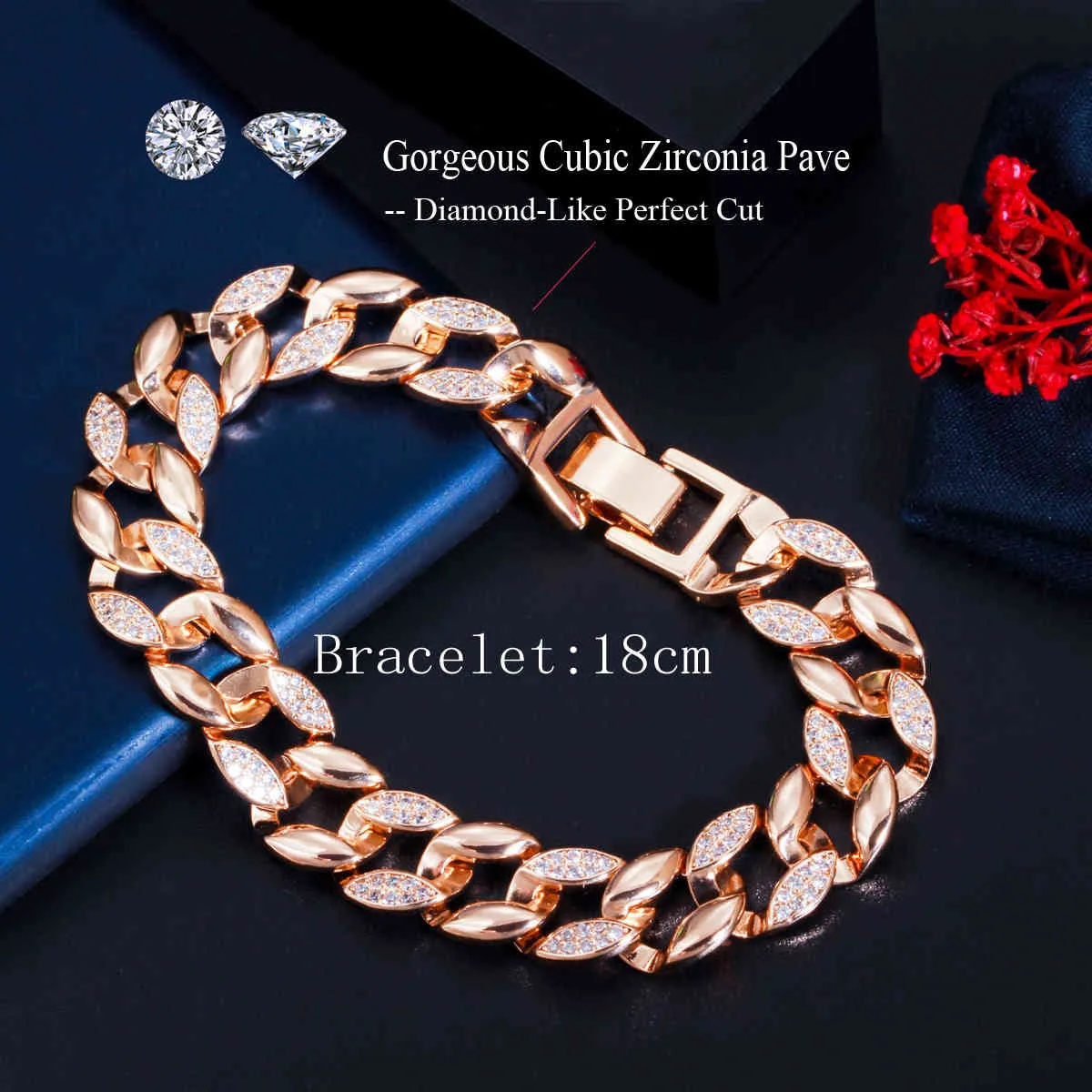 CWWZircons Populär 585 Guldfärg Cubic Zirconia Paved Snake Link Chain Armband för kvinnor Mode Luxury Boho Smycken CB246