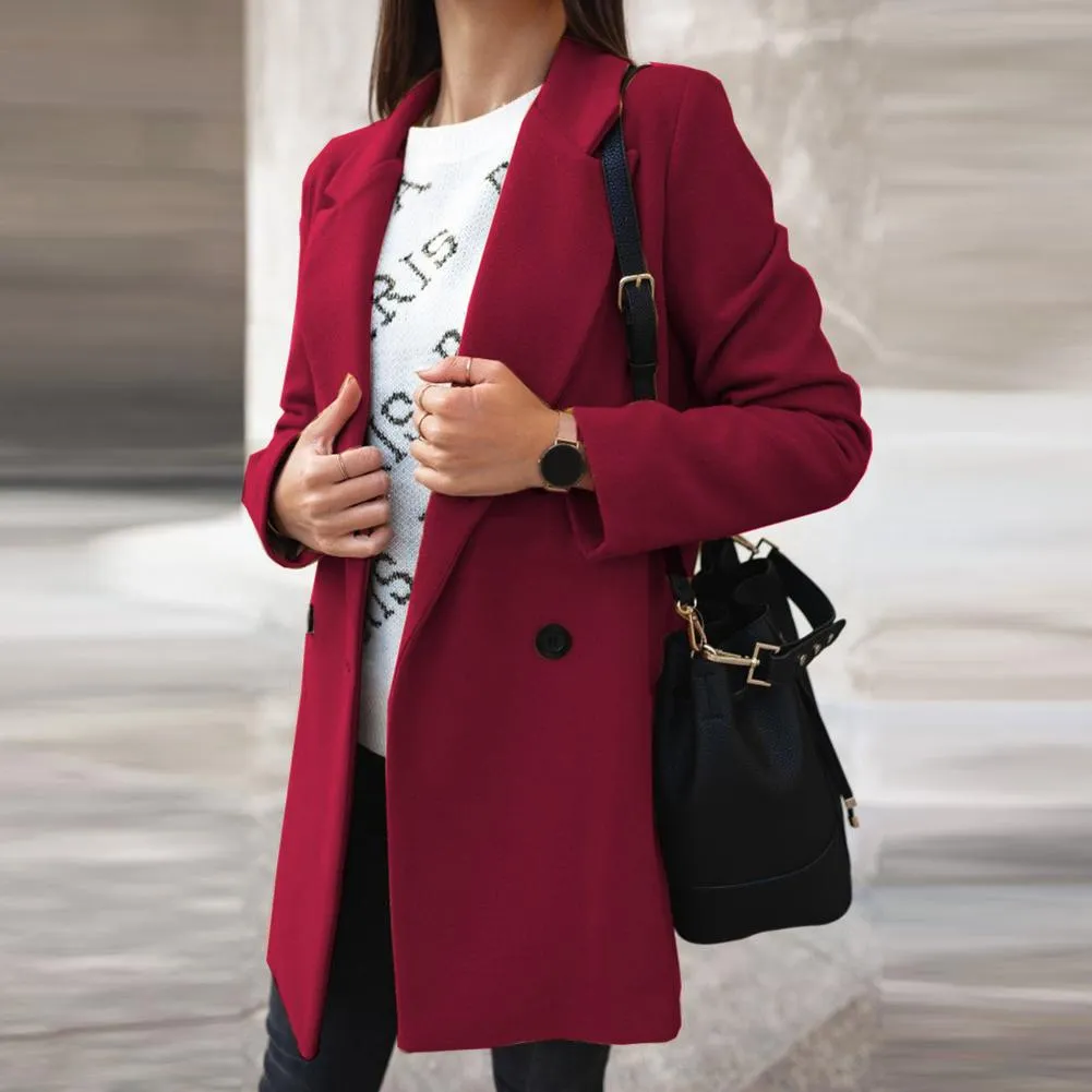 Trench-coat de styliste pour femmes, mode automne-hiver, large revers, boutons Double ligne, manteau chaud, vêtements d'extérieur
