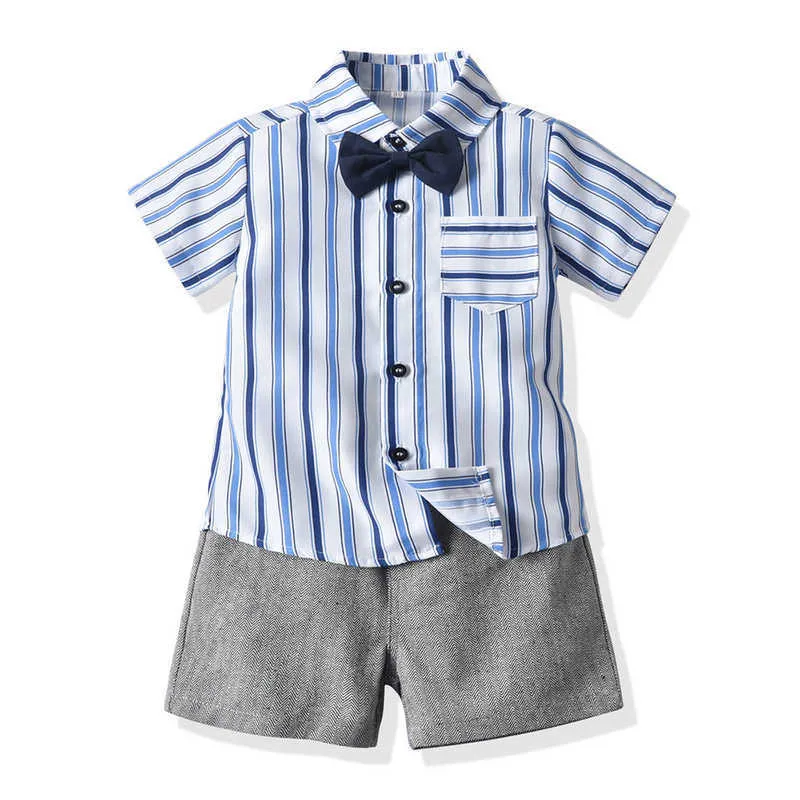 Bear Leader Summer Baby Boys Vêtements Ensembles Fashion Kids Bowtie Chemises Bowtie et Suspendes Tenue Tenue Enfants Suit 210708