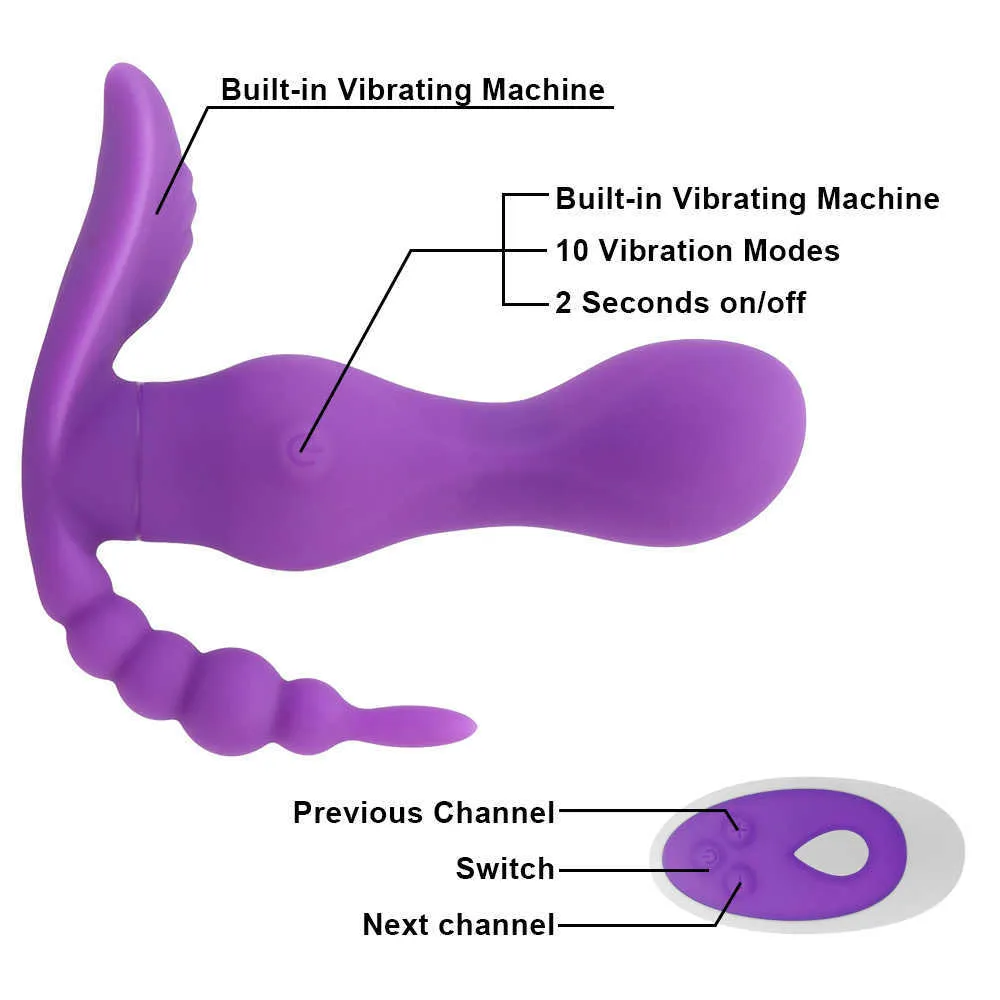 マッサージアイテムgスポット膣マッサージャー振動パンティーアナルクリトリス刺激装置10速度ワイヤレスリモートコントロールウェアラブルディルドV254n