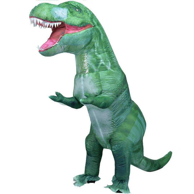 2020Newest Triceratops Cosplay T Rex Dino Spinosaurus Uppblåsbara kostym för vuxen Kid Fancy Dress Up Halloween Party Anime Suit Y0827