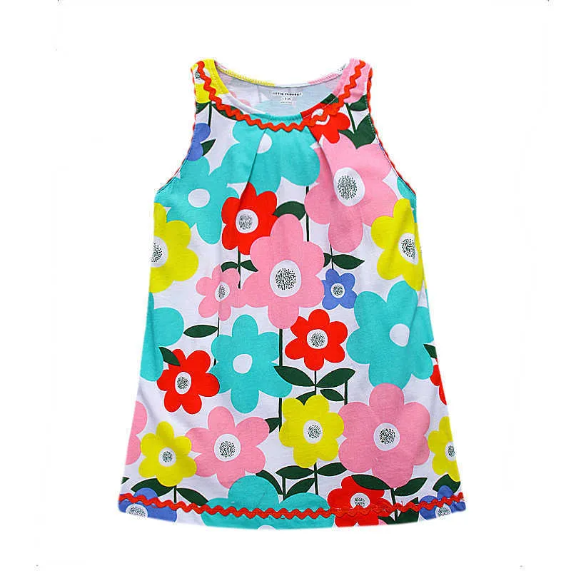 Springende meter dieren print mode mouwloze meisjes feestjurken aniaml selling kids jurk jurk 210529