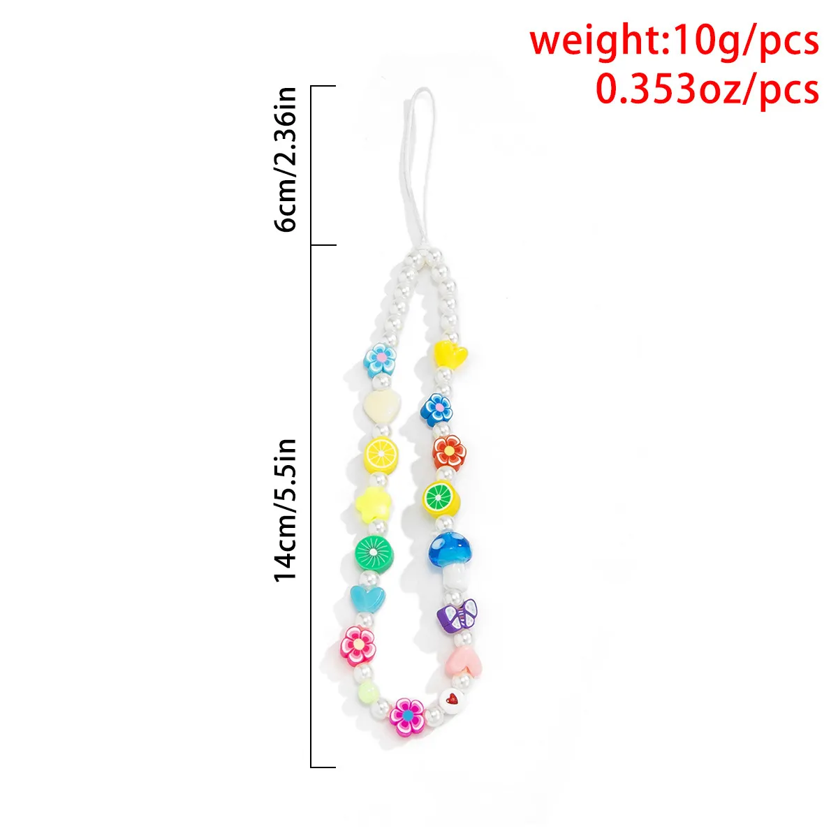 Mobiele telefoonbanden, kralen kralen sieradenketen voor mobiele telefoon eenvoudige kleur daisy fruit accessoires creatieve kleine tas hanger
