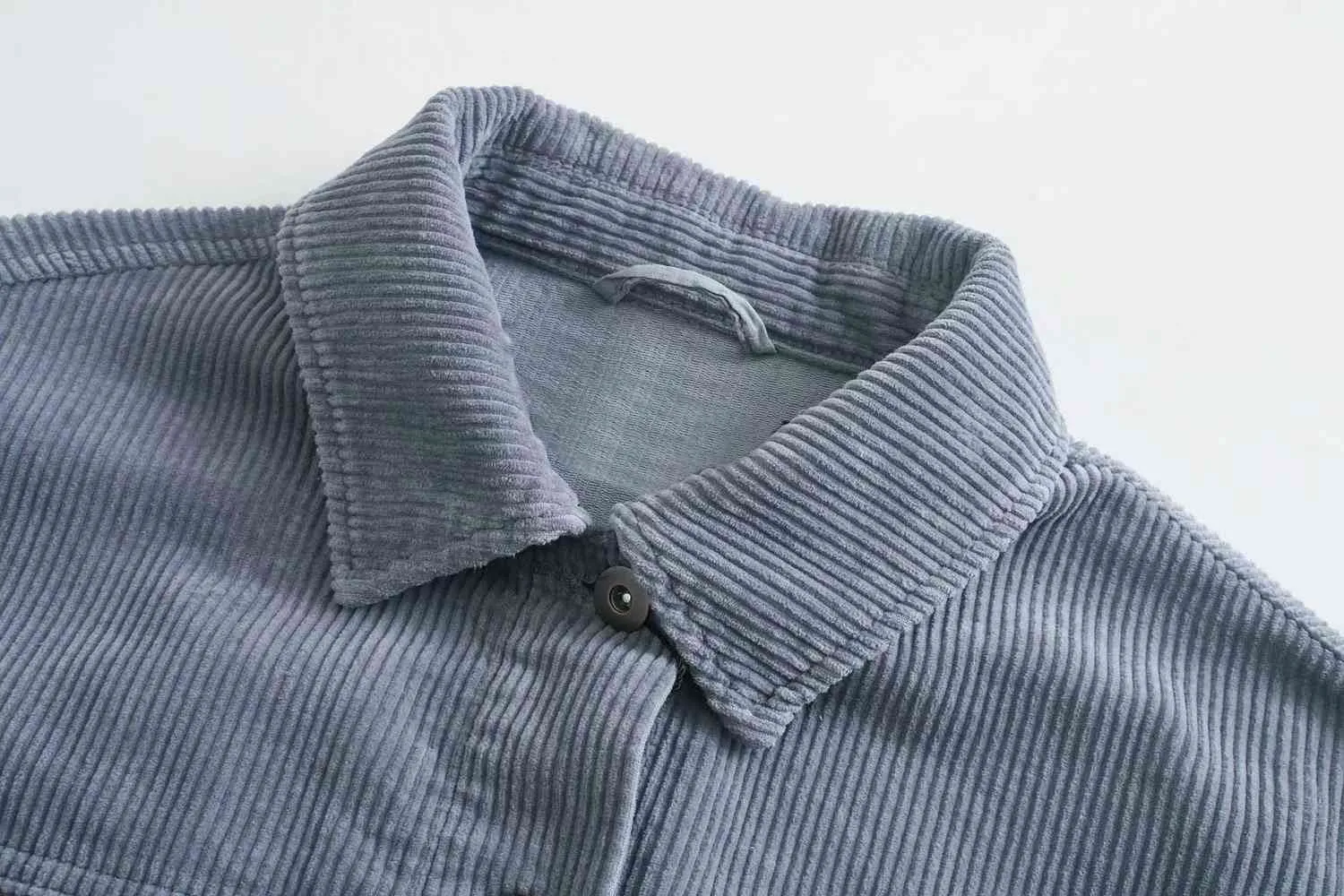 Chaqueta de camisa de pana Vintage para mujer, abrigo de una botonadura con borlas de gran tamaño, ropa de calle 210421