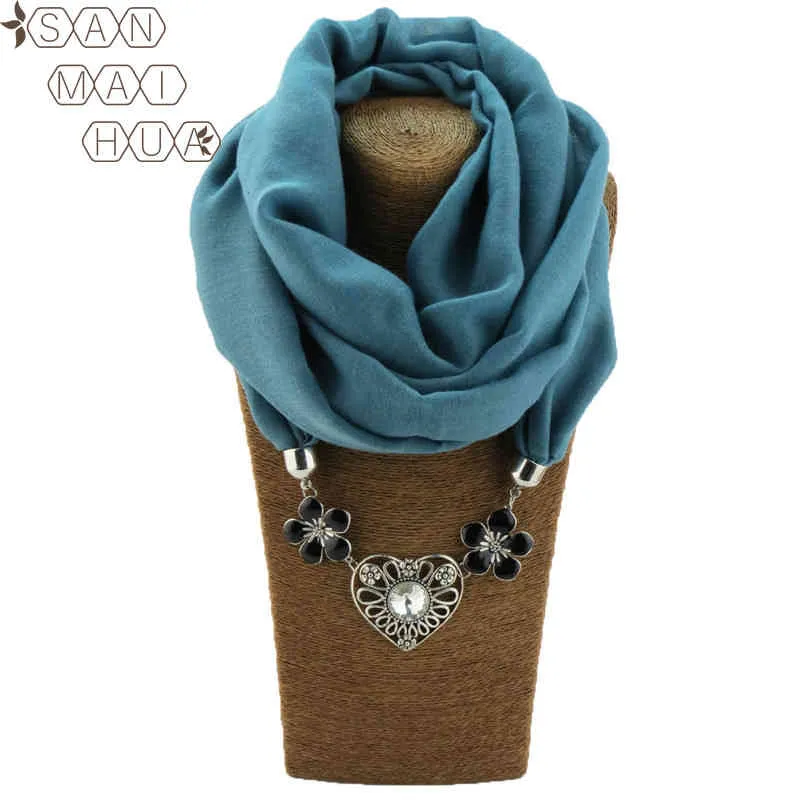 2020 frauen mode Halskette schmuck schal Winter Warme Anhänger Schal Baumwolle Weibliche Wraps foulard femme Muslimischen Kopf Schals