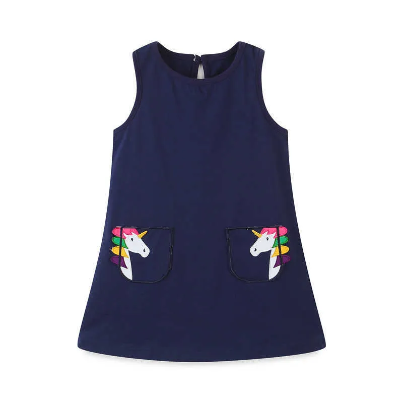 Abiti da unicorno senza maniche in cotone estivo metri di salto neonate Moda bambini carini Abbigliamento casual Abito da principessa 210529