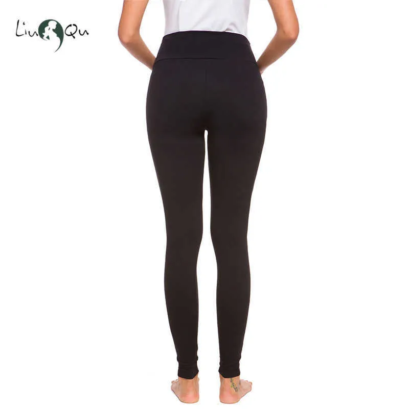 Ciążowa elastyczna stretch miękkie sporty sportowe spodnie damskie pełna długość francuski Terry Secret Fit Belly Legginsy 210918