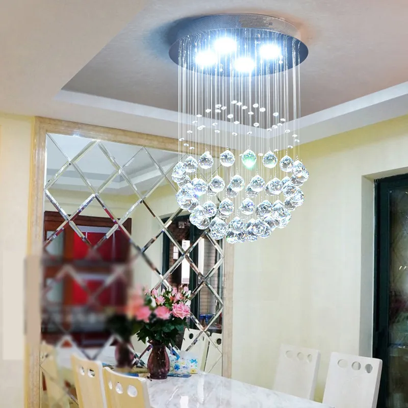 حديث جديد LED K9 Ball Crystal Glass Ball Ball Light Light Flights Modern Flights الثريا الصافية Ligh268L