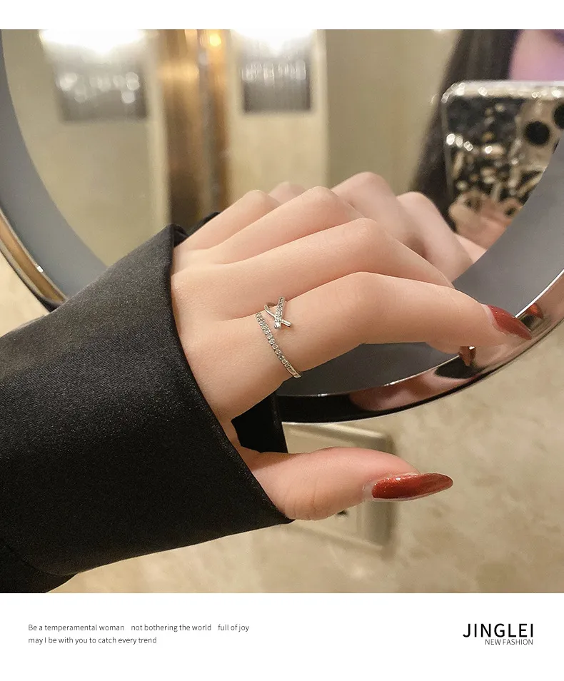 Fashion Simple Band Ring Female Pearl Rings Cold Wind Special-Interest Design Exaggerated and Personalized